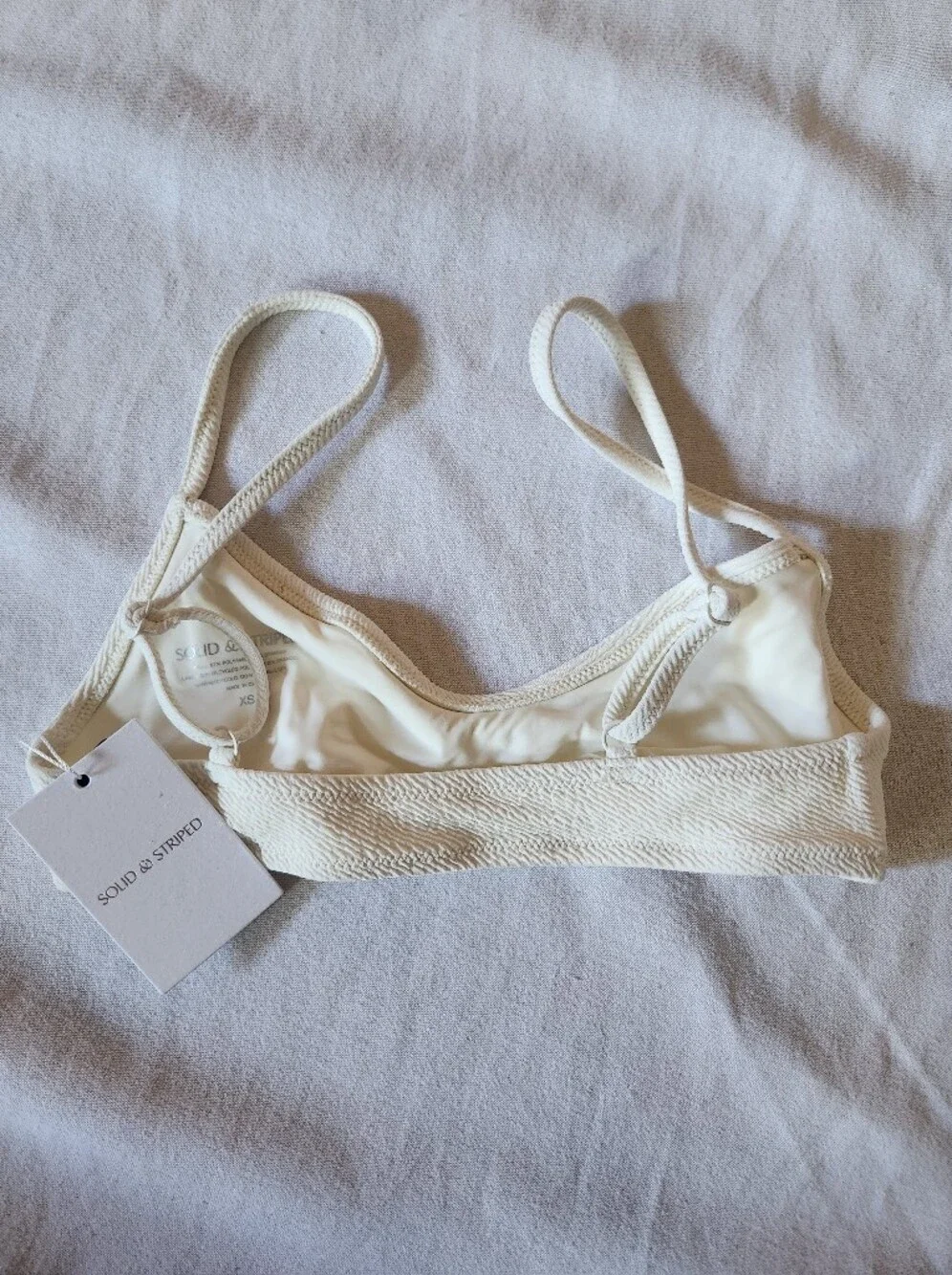 NWT Solid & Striped The Rachel Bikini Top XS Cream Ivory Textured